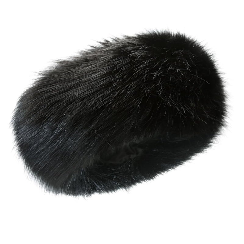 RANOME Faux Fur Headband for Women Elastic Fuzzy Thick Earmuffs Winter Headwrap Ear Muffs Furry Ear Warmers Cold Weather (Black) - Image 1